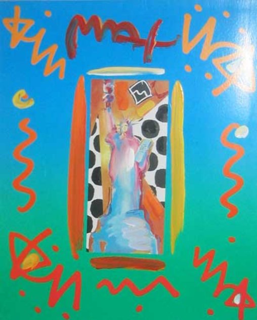 Statue of Liberty Collage 14x12 Works on Paper (not prints) by Peter Max