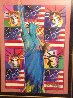 God Bless America III - With Five Liberties 2005 Unique 24x18 Works on Paper (not prints) by Peter Max - 2