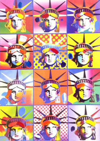 Liberty And Justice For All II  2005 40x34 Huge Works on Paper (not prints) - Peter Max