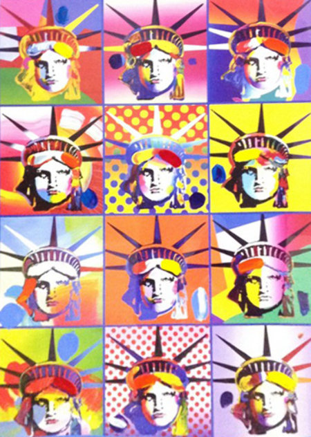 Liberty And Justice For All II  2005 40x34 Huge Works on Paper (not prints) by Peter Max