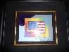 Flag With Heart on Blends 2005 21x23 Works on Paper (not prints) by Peter Max - 1