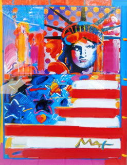 God Bless America II 2001 31x31 Works on Paper (not prints) - Peter Max God Bless America II 2001 31x31 Works on Paper (not prints) - Peter Max