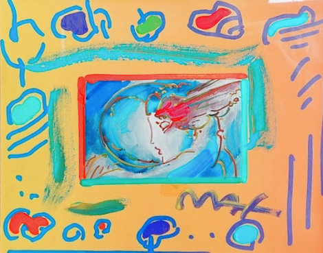 I Love the World Collage Unique 1999 12x14 Works on Paper (not prints) - Peter Max