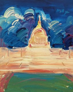 Monument 1991 20x16 Original Painting - Peter Max Monument 1991 20x16 Original Painting - Peter Max