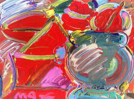 Untitled Painting  1989 19x16 Original Painting - Peter Max