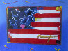 Flag With Heart Unique 1999 31x37 Works on Paper (not prints) by Peter Max - 0 Flag With Heart Unique 1999 31x37 Works on Paper (not prints) by Peter Max - 0