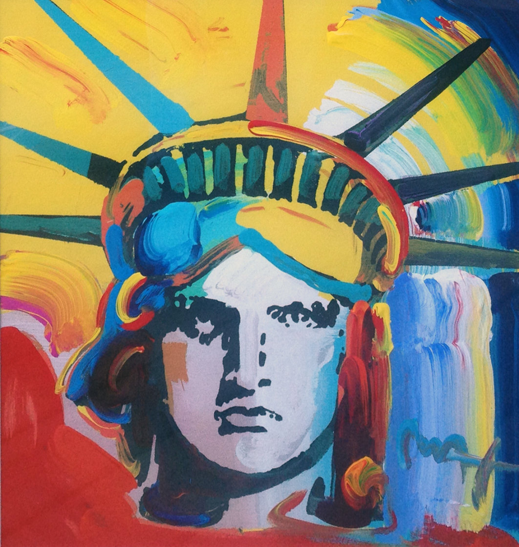 Liberty Head Unique 2003  24x24 Works on Paper (not prints) by Peter Max