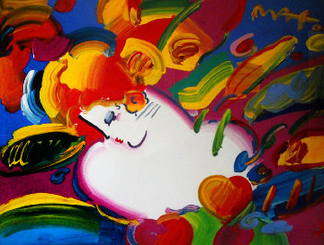 Flower Blossom Lady Unique 1999 36x30 Works on Paper (not prints) - Peter Max Flower Blossom Lady Unique 1999 36x30 Works on Paper (not prints) - Peter Max