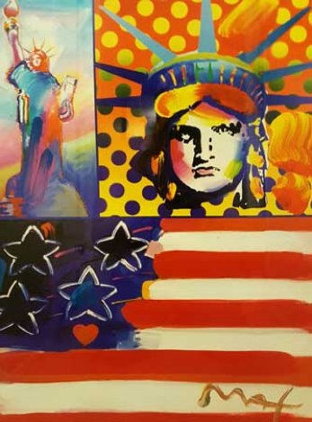God Bless America IV  31x37 Works on Paper (not prints) - Peter Max