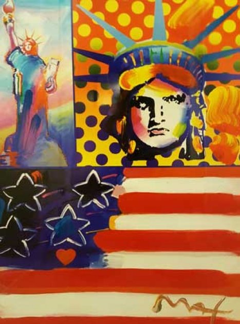God Bless America IV  31x37 Works on Paper (not prints) by Peter Max