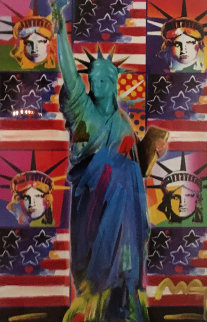 God Bless America III  Unique 2005 24x18 Works on Paper (not prints) - Peter Max
