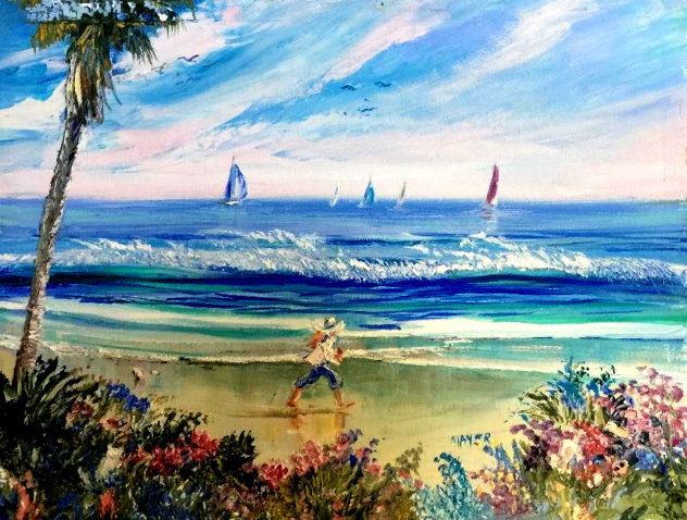 Untitled Seascape 1998 10x13 Original Painting by Ruth Mayer