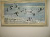 Untitled Seascape with Birds 1980 27x46 Original Painting by Ruth Mayer - 1