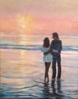 Love on The Beach 1978 23x27 Original Painting - Ruth Mayer Love on The Beach 1978 23x27 Original Painting - Ruth Mayer