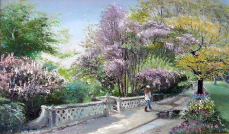 Central Park, New York 1998 19x27 Original Painting - Ruth Mayer