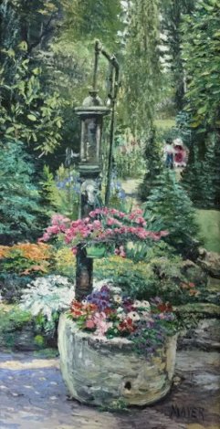 Garden Pump 1997 18x26 Original Painting - Ruth Mayer