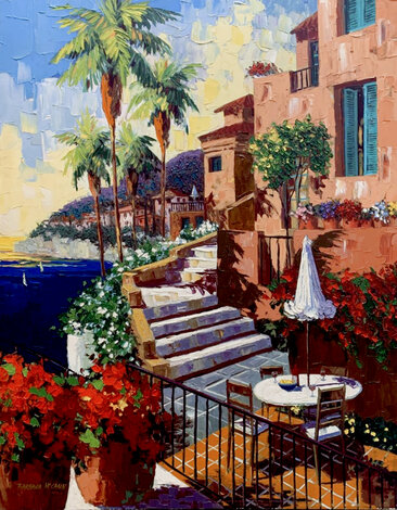 Day in Villa Franche 2005 Embellished on Canvas - Huge Limited Edition Print - Barbara McCann