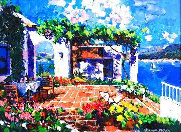 Terrace By the Sea Embellished Limited Edition Print - Barbara McCann Terrace By the Sea Embellished Limited Edition Print - Barbara McCann