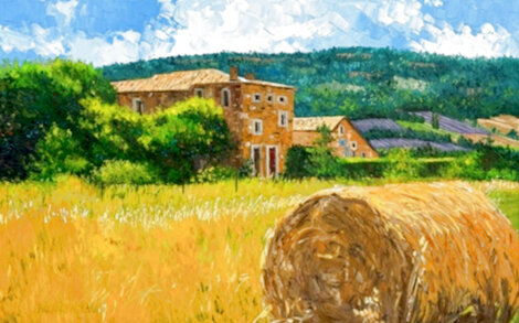 Untitled Farmhouse Landscape 30x42 Oil on Canvas - Huge Original Painting - Barbara McCann