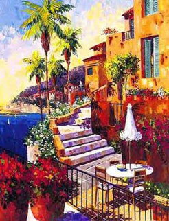 Day In Ville Franche Embellished Limited Edition Print - Barbara McCann Day In Ville Franche Embellished Limited Edition Print - Barbara McCann