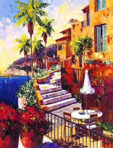 Day In Ville Franche Embellished Limited Edition Print - Barbara McCann