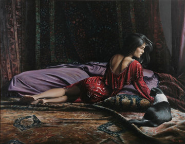 Lady in Red 45x54 Original Painting - Harry McCormick Lady in Red 45x54 Original Painting - Harry McCormick