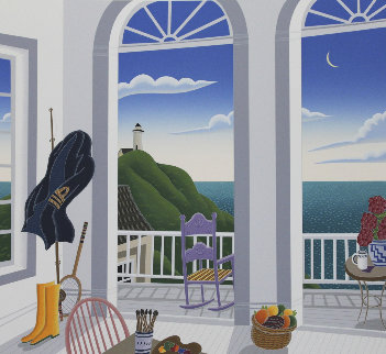 Nantucket Porch With Captain's Jacket 1991 Huge Limited Edition Print - Thomas Frederick McKnight Nantucket Porch With Captain's Jacket 1991 Huge Limited Edition Print - Thomas Frederick McKnight