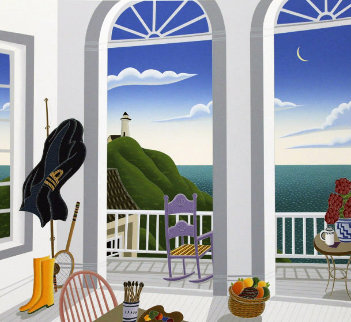 Nantucket Porch With Captain's Jacket AP 1991 Limited Edition Print - Thomas Frederick McKnight Nantucket Porch With Captain's Jacket AP 1991 Limited Edition Print - Thomas Frederick McKnight
