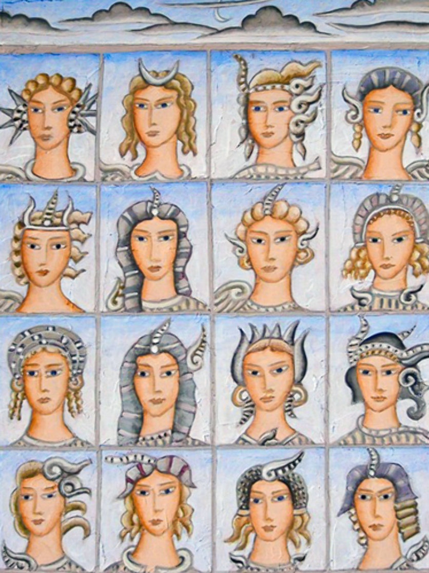 Sixteen Faces of Nymphs 2011 21x28 Original Painting by Thomas Frederick McKnight Sixteen Faces of Nymphs 2011 21x28 Original Painting by Thomas Frederick McKnight