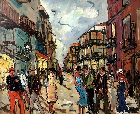 Quartier Francais, New Orleans 34x39 Original Painting - Marc Clauzade