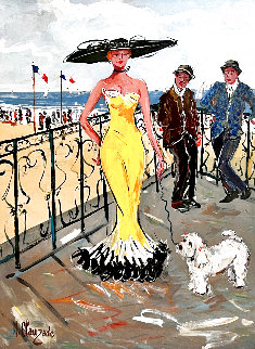 Untitled Beach Scene - France 39x30 Original Painting - Marc Clauzade Untitled Beach Scene - France 39x30 Original Painting - Marc Clauzade