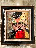 Cafe De Flore: Lady in Red 40x35-  Paris, France Original Painting by Marc Clauzade - 1