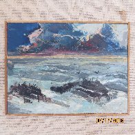 Untitled Seascape 1940 6x8 Original Painting by Joshua Meador - 2 Untitled Seascape 1940 6x8 Original Painting by Joshua Meador - 2