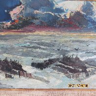 Untitled Seascape 1940 6x8 Original Painting by Joshua Meador - 3