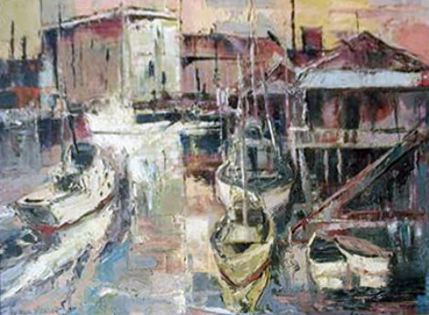 Port of Call  1961 18x22 Original Painting - Joshua Meador