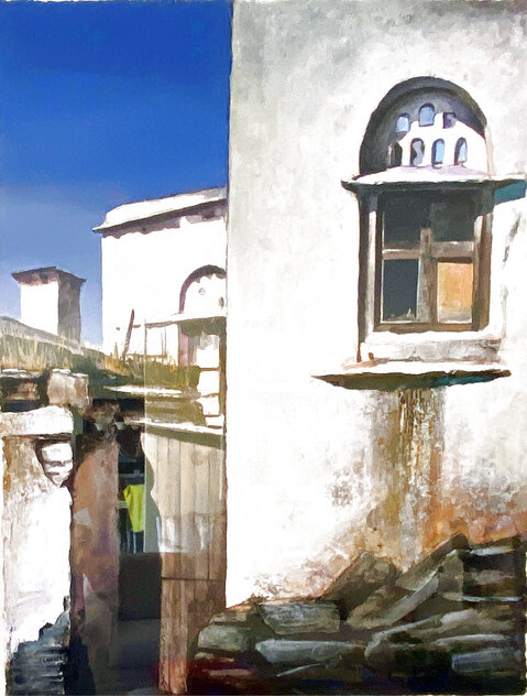 Ancient Place 1990 - 47x39  Huge Original Painting by Igor Medvedev