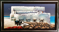 Tables By the Sea 1990 30x54 Huge Original Painting by Igor Medvedev - 2