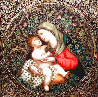 Madona De La Caida 31x31 Original Painting - Diana Mendoza Madona De La Caida 31x31 Original Painting - Diana Mendoza