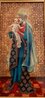 Madonna Reyna 2018 - Burl Wood Framed Embellished Caldograph Limited Edition Print by Diana Mendoza - 2