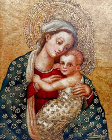 Virgin Mary and Child 26x20 Original Painting - Diana Mendoza