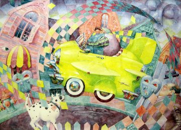 No Parking 1992 30x38 Original Painting - Daniel Merriam No Parking 1992 30x38 Original Painting - Daniel Merriam