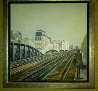 Metro in Paris 1995 16x16 - France Original Painting by Lev Meshberg - 1
