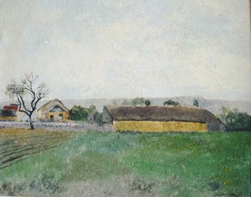 Burgundy Countryside 1993 18x22 - France Original Painting - Lev Meshberg