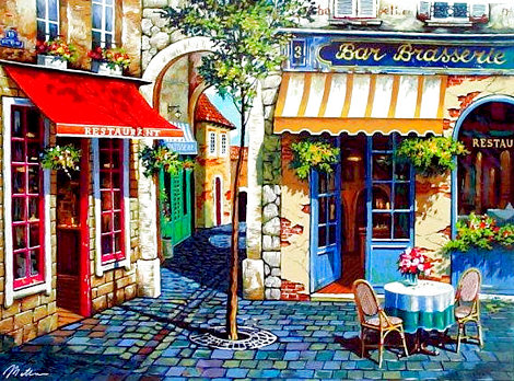 Cafe in Provence 2004 - France Limited Edition Print - Anatoly Metlan