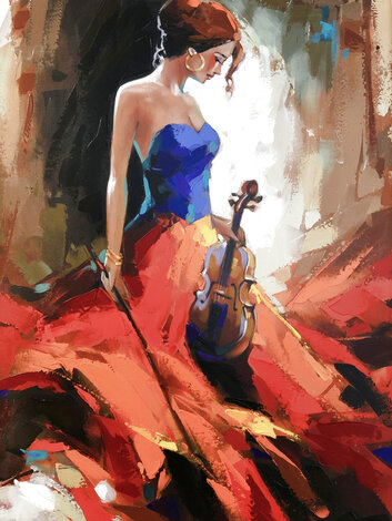 Musical Flame EA 2019 - Framed Embellished Giclee on Canvas Limited Edition Print - Anatoly Metlan