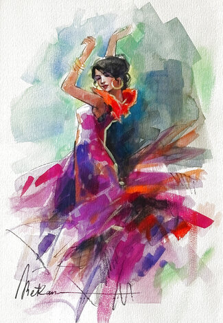 Dancing X Watercolor 2024 33x26 Watercolor - Anatoly Metlan