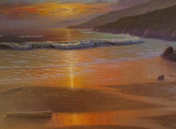 Golden Hue At Low Tide 1984 69x45 Super Huge Original Painting - Maurice Meyer Golden Hue At Low Tide 1984 69x45 Super Huge Original Painting - Maurice Meyer