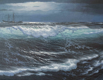 Lost At Sea 29x53 Super Huge Original Painting - Maurice Meyer Lost At Sea 29x53 Super Huge Original Painting - Maurice Meyer