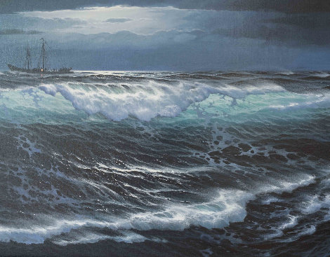 Lost At Sea 29x53 Huge Original Painting - Maurice Meyer