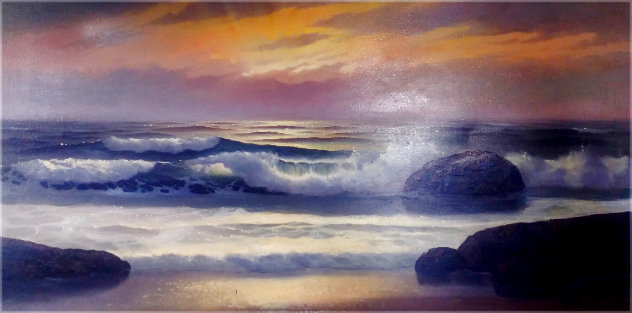 Untitled Seascape 26x48 - Huge Original Painting by Maurice Meyer